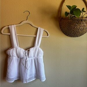 Princess Polly White Tie-Front Peplum Camisole
